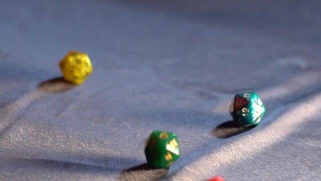 Rolling 20 sided dice in slow motion