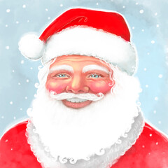 drawn santa claus in vintage style. Bright Christmas illustration