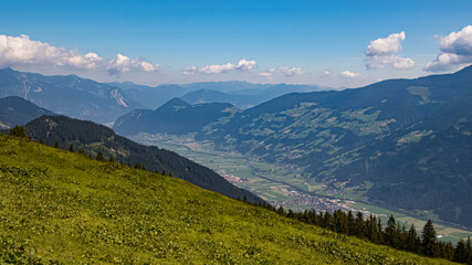 Beautiful alpine view at the famous Zillertaler Hoehenstrasse, Ried, Zillertal, Tyrol, Austria