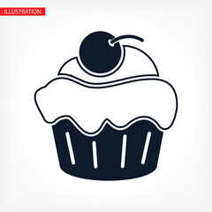 Cupcake vector icon. Two-tone version of cupcake vector icon on white and black background. vector icon Small cake designed to serve one person vector icon .