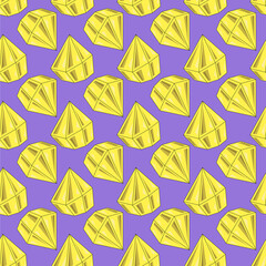 Seamless pattern with yellow diamonds on a purple background