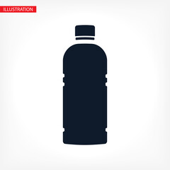 Plastic Bottle of Water. Flat Vector Icon illustration. Simple black symbol on white background Vector Icon. Plastic Bottle of Water sign design Vector Icon
