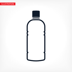 Plastic Bottle of Water. Flat Vector Icon illustration. Simple black symbol on white background Vector Icon. Plastic Bottle of Water sign design Vector Icon