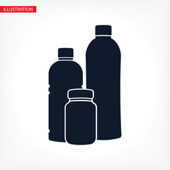 Plastic Bottle of Water. Flat Vector Icon illustration. Simple black symbol on white background Vector Icon. Plastic Bottle of Water sign design Vector Icon