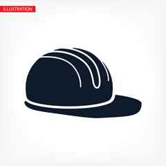 Job safety equipment helmet or hat for industrial safety black and white icon vector. Security for industry or construction uniform concept icon vector illustration isolated on white icon vector