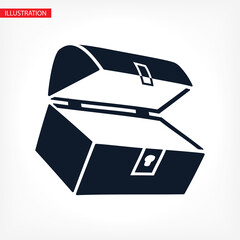 Treasure chest vector icon Vintage wooden chest isolated on vector icon blue vector icon background treasure gift water