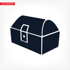 Treasure chest vector icon Vintage wooden chest isolated on vector icon blue vector icon background treasure gift water