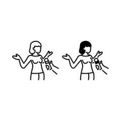 Girl interview outline and glyph icons