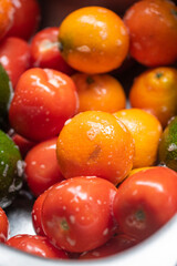 Washing fruits and vegetables with soap in home.