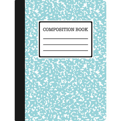 Composition Book - Composition notebook cover with copy space isolated on white background	