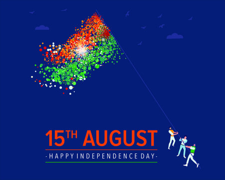 vector illustration of 15th August India Happy Independence Day. Flag Hoisting, Digital Flag, Eps10