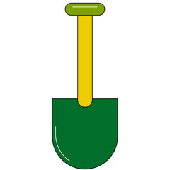 green shovel with yellow handle vector illustration