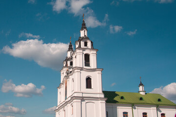 Fototapeta na wymiar Minsk, Belarus - 3 August 2020: Cathedral Of Holy Spirit In Minsk Main Orthodox Church Of Belarus And Symbol Of Old Minsk. Famous Landmark