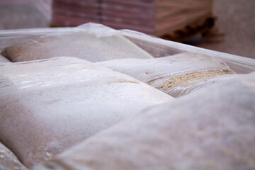 stacked sandbags for indoor yard work