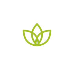 Two green leaves silhouette. Icon isolated on white.