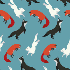 Obraz premium Seamless pattern of funny foxes