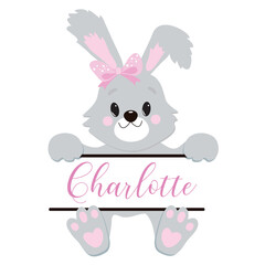 Cute Little Easter Bunny Vector Illustration on White Background