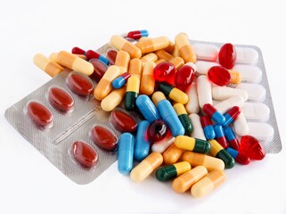 multicolor capsuls and pills as healthy medicines