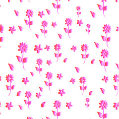 Pink gradient daisies ditsy seamless pattern. Great for summer vintage fabric, scrapbooking, wallpaper, gift wrap. The surface pattern design.