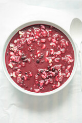 Sweet blueberry soup with pasta 