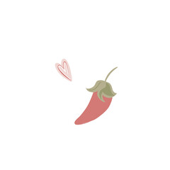 Cute kawaii for death day pepper with heart isolated on white background. Flat digital art. Print for banners, poster, sticker, packaging, invitation, wrapping paper, textiles