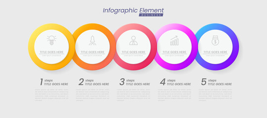 Infographic template with steps for success. presentation with line icons, organization element chart process template with editable text. options for brochure, diagram, workflow, timeline, web design