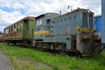 Fototapeta na wymiar historic locomotive diesel train transport theme