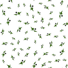 Seamless pattern with olive branches