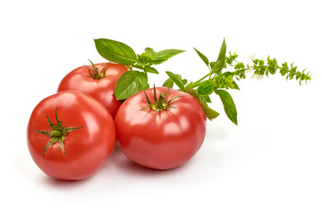 Fresh ripe tomatoes, isolated on white background