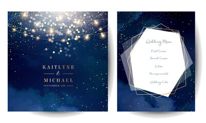 Gold confetti and navy background. Golden scattered dust - Powered by Adobe