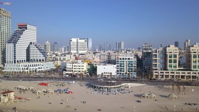 Tel Aviv skyline. TLV coastline from a Mediterranean point of view