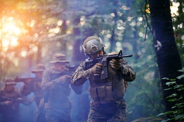 Modern warfare Soldiers  Squad  in battle