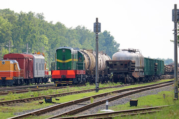 Fototapeta premium small railway station in the country 