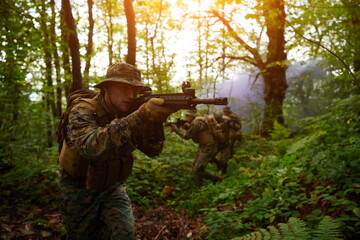 Modern warfare Soldiers  Squad  in battle