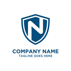 N Letter Shield Logo Vector Design Template.