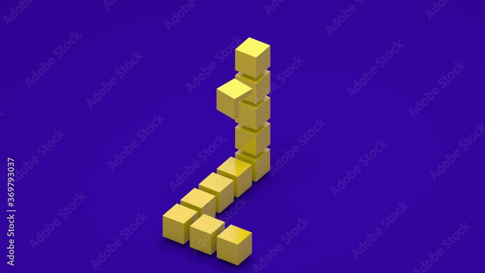 Aufkleber 3d animation of an impossible triangle that is assembled from cubes and 3d text. the figure unfolds 