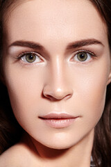 Obraz premium Beauty Woman Face Portrait. Beautiful Spa Model Girl with Perfect Fresh Clean Skin. Youth and Skin Care Concept