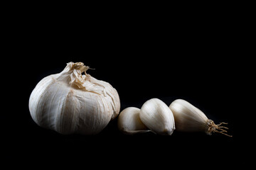 garlic isolated on a black background