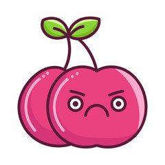 kawaii angry cherry fruit cartoon illustration