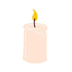 Burning aromatic candle for aromatherapy and interior decoration, isolated on a white background. Element for the design