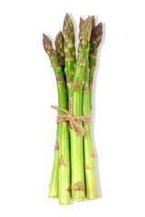 Fresh green asparagus bunch isolated on white