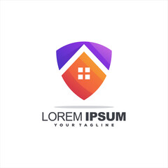 house gradient color logo design