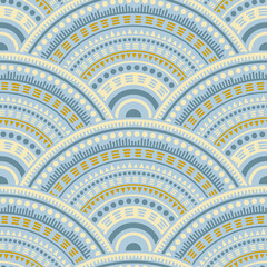 Ethnic circle shapes seamless geometric pattern.