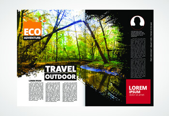 Brochure template flyer with nature landscape background