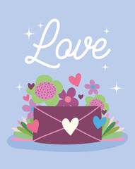love mail envelope flowers romantic hearts cartoon card design