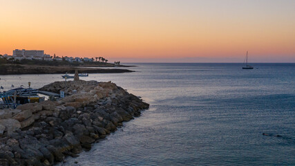 sunset over the harbor