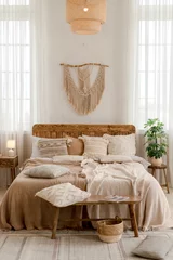 Fotobehang Boho Interior of a bedroom in boho style  © Юлия Батаева