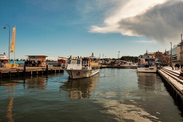 Fototapeta premium Finland. Helsinki. Pier with ships in Helsinki. September 16, 2018