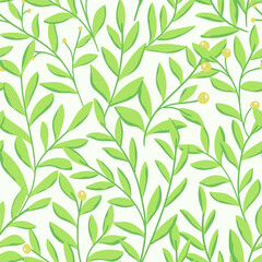 Naklejka na ściany i meble Vector hand drawn leaves seamless pattern. Abstract trendy floral background. Repeatable texture.