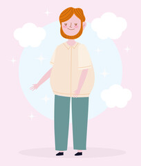 bearded man male cartoon character portrait standing